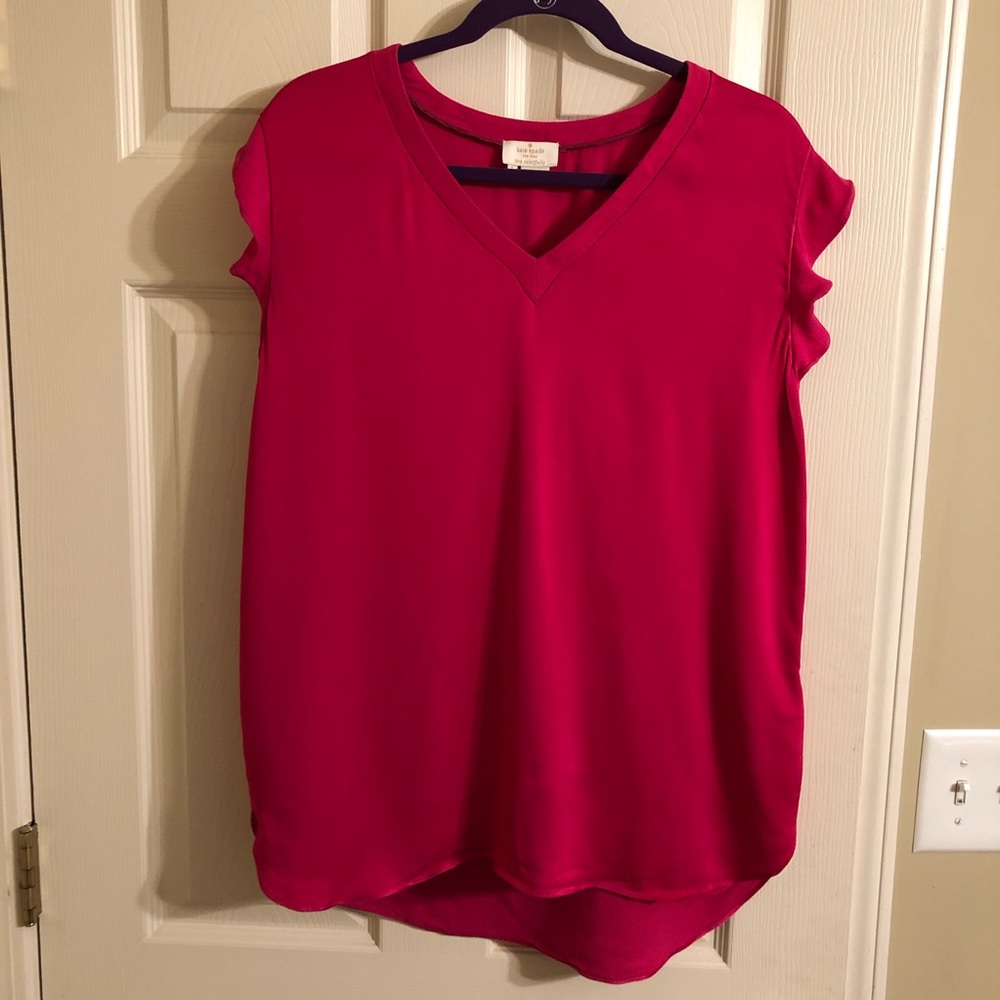 SOLD  ♠️KATE SPADE PINK CREPE FLUTTER SLEEVE TOP♠️